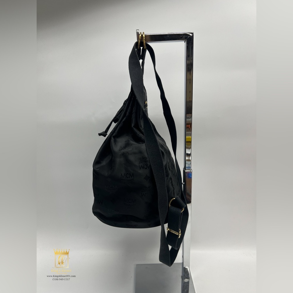 Black Mcm Monogram Drawstring Pouch Shoulder Bag - image 4
